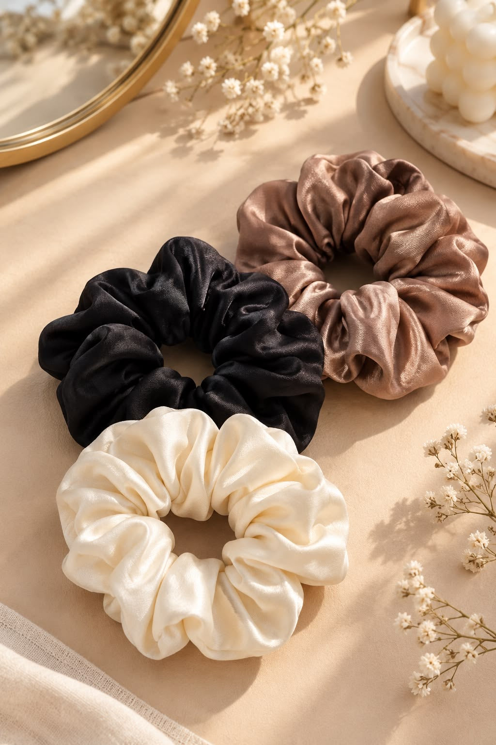 Satin Sleep Scrunchies, Set of 3, view 3
