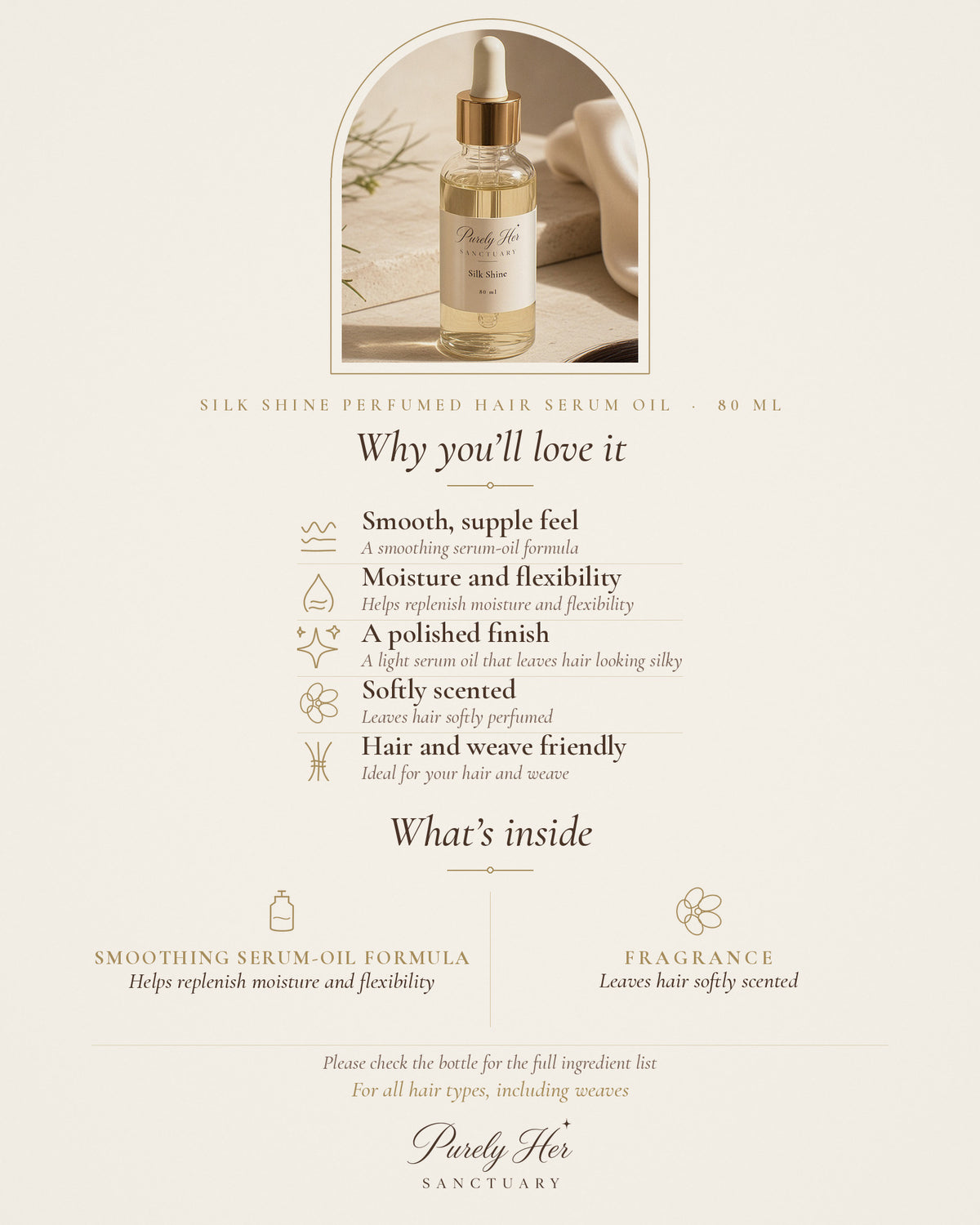 Silk Shine Perfumed Hair Serum Oil benefits and key ingredients