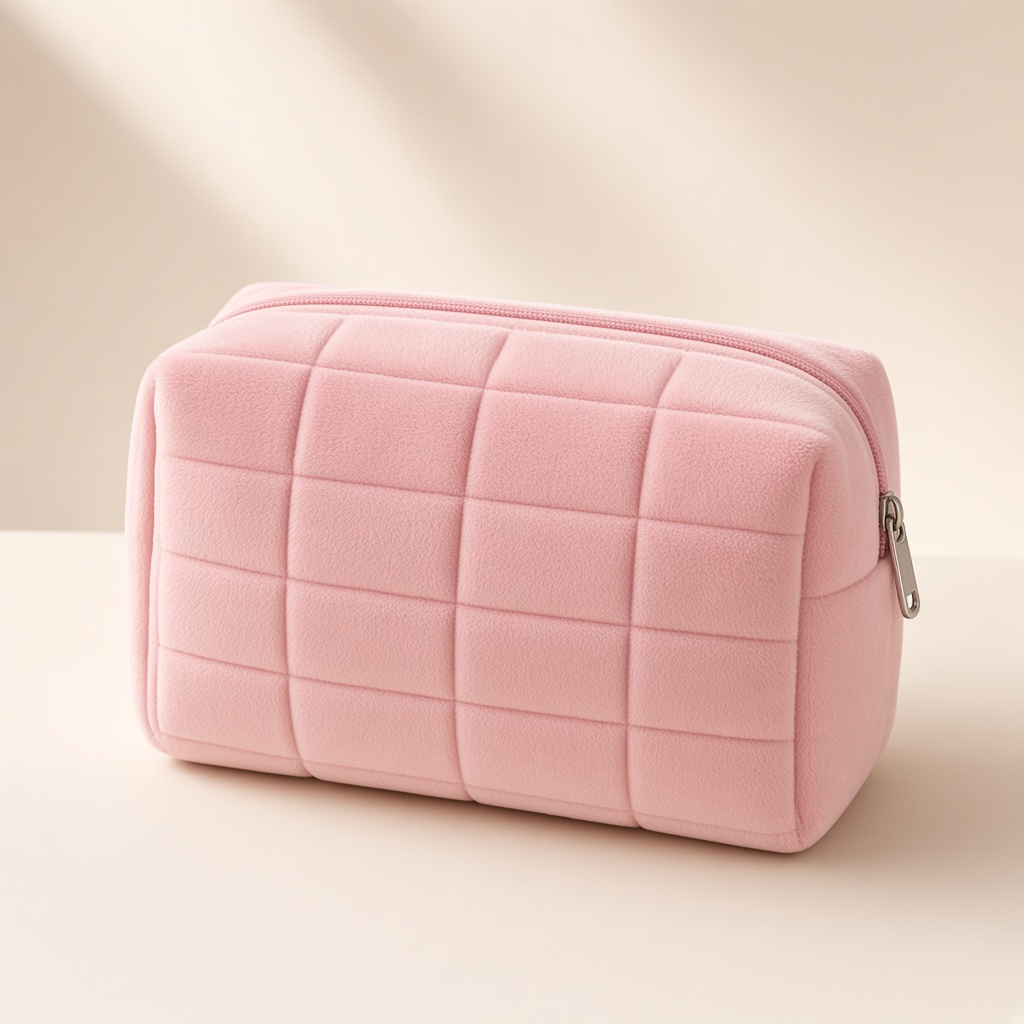 Velvet Decompression Pillow Cosmetic Bag in Pink