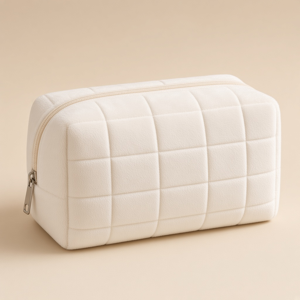 Velvet Decompression Pillow Cosmetic Bag in White